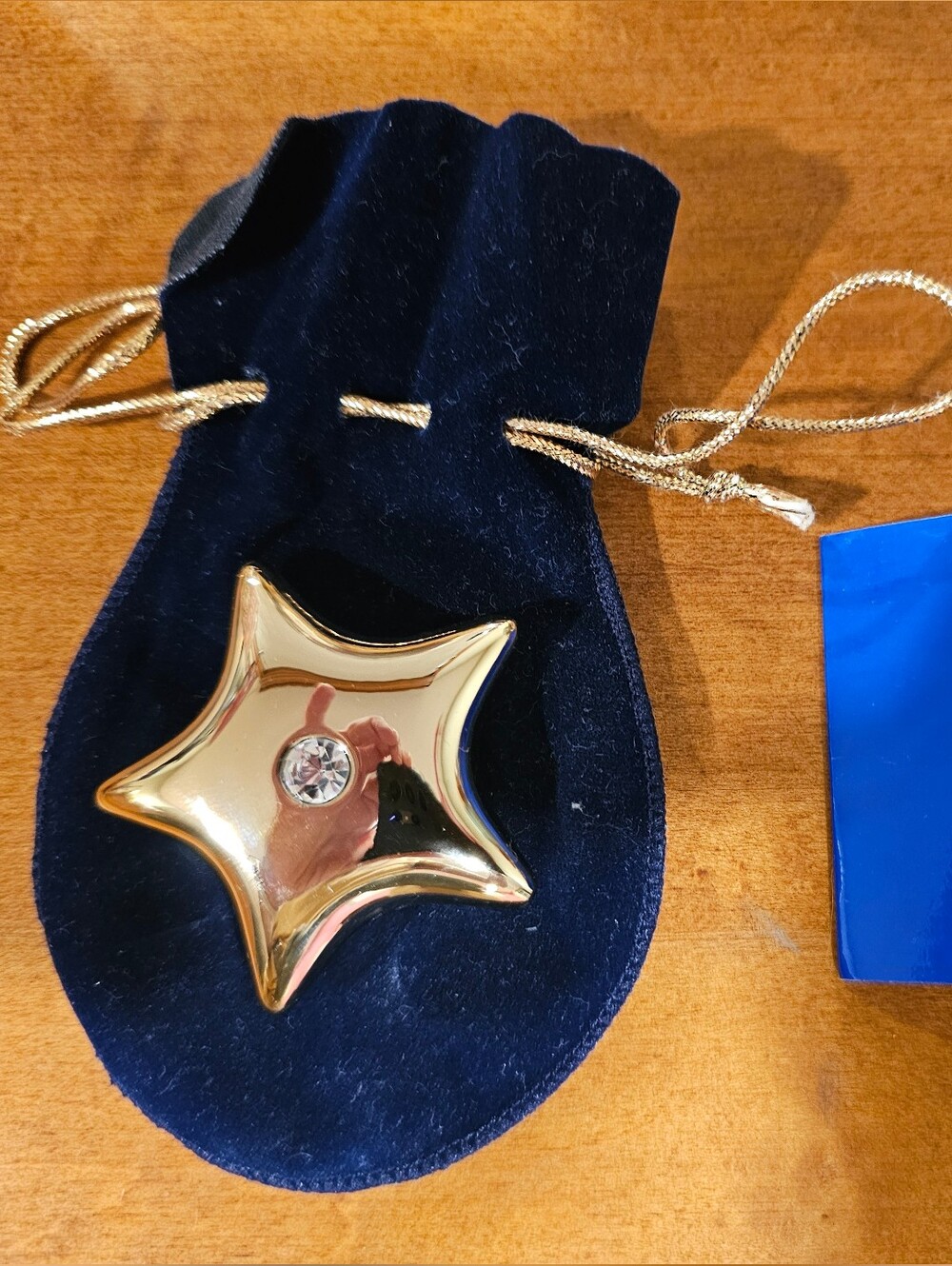 Vintage Wish Upon A Star 18K Gold Dipped 5 Pt Star - Austrian Crystal Inset